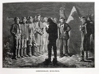 Appello dei confederati, inciso da Ernst Heinemann (1848-1912), illustrazione da «Battaglie e comandanti della guerra civile», a cura di Robert Underwood Johnson e Clarence Clough Buel